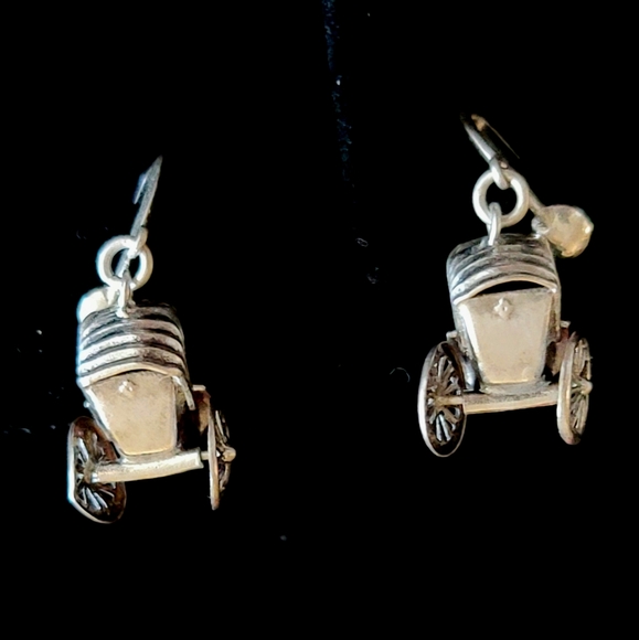 Antique Silver Rickshaw Earrings - Picture 5 of 12
